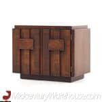 Lane Staccato Mid Century Walnut Brutalist Nightstands - Pair