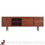 Lehigh Leopold Mid Century Walnut and Brass Credenza