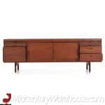 Lehigh Leopold Mid Century Walnut and Brass Credenza