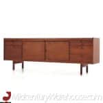 Lehigh Leopold Mid Century Walnut and Brass Credenza