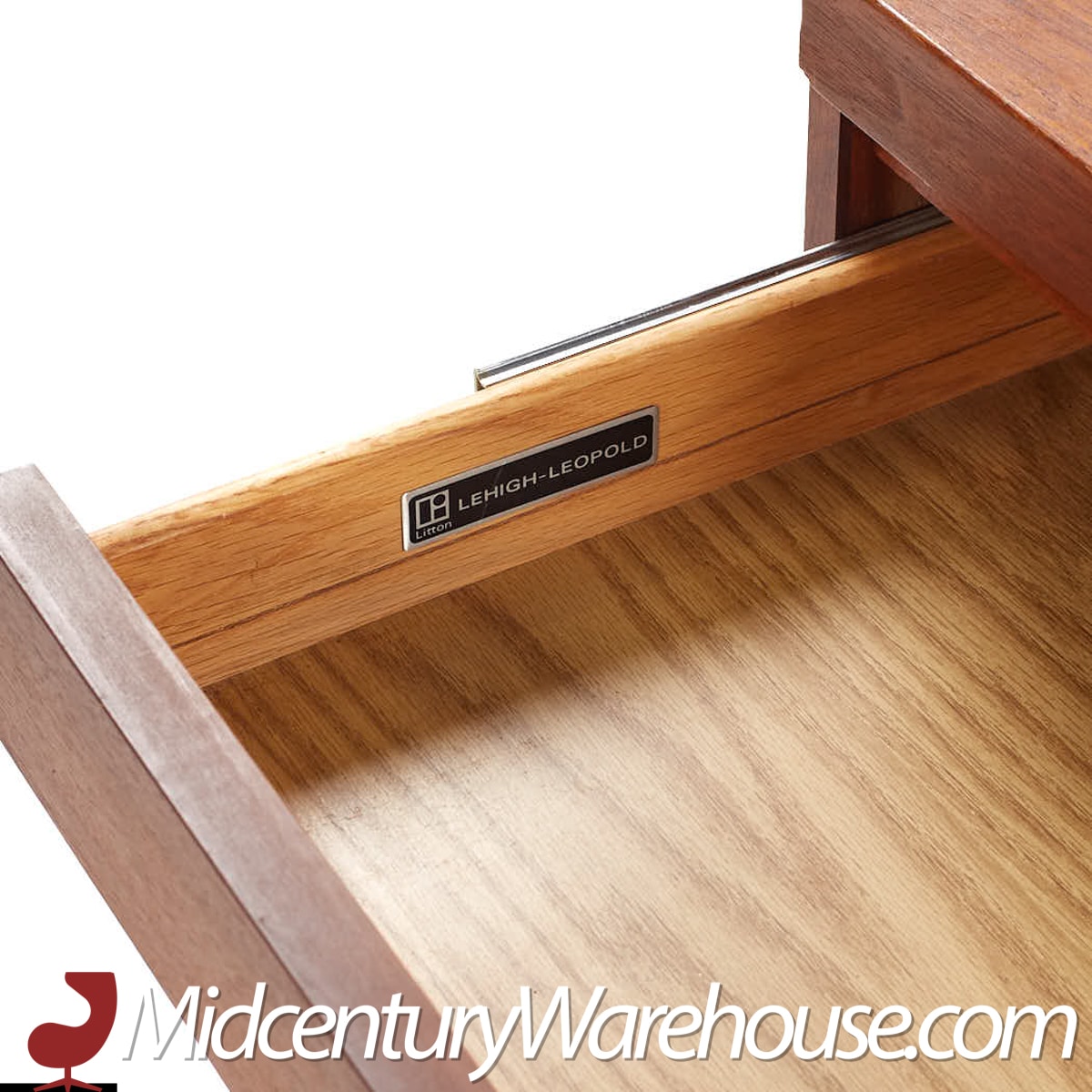 Lehigh Leopold Mid Century Walnut and Brass Credenza