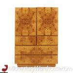 Milo Baughman Style Lane Mid Century Burlwood Armoire