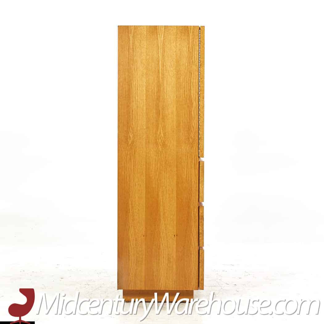 Milo Baughman Style Lane Mid Century Burlwood Armoire