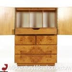 Milo Baughman Style Lane Mid Century Burlwood Armoire