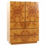 Milo Baughman Style Lane Mid Century Burlwood Armoire