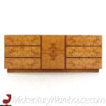Milo Baughman Style Lane Mid Century Burlwood Lowboy Dresser