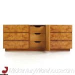 Milo Baughman Style Lane Mid Century Burlwood Lowboy Dresser