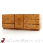Milo Baughman Style Lane Mid Century Burlwood Lowboy Dresser