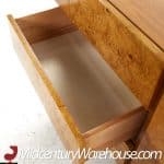 Milo Baughman Style Lane Mid Century Burlwood Lowboy Dresser