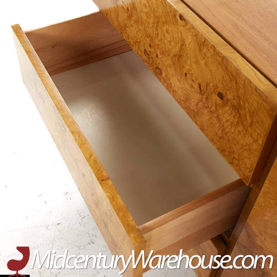 Milo Baughman Style Lane Mid Century Burlwood Lowboy Dresser
