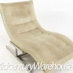 Milo Baughman Style Mid Century Brushed Chrome Chaise Lounge Chair