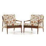 Milo Baughman for Thayer Coggin Archie Mid Century Walnut Lounge Chairs - Pair
