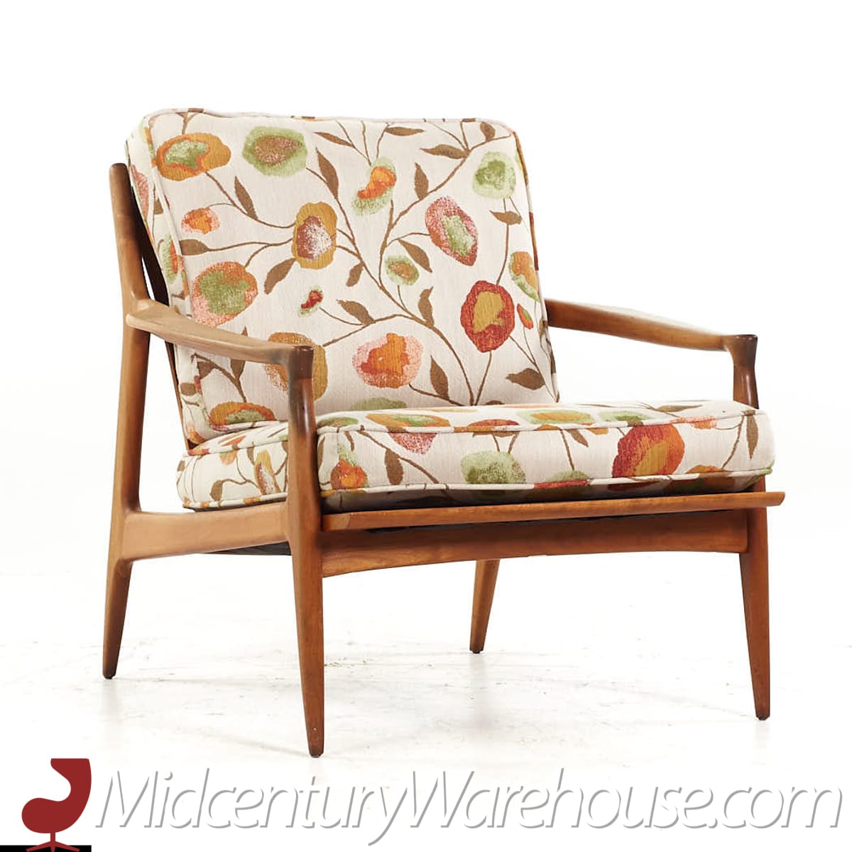 Milo Baughman for Thayer Coggin Archie Mid Century Walnut Lounge Chairs - Pair