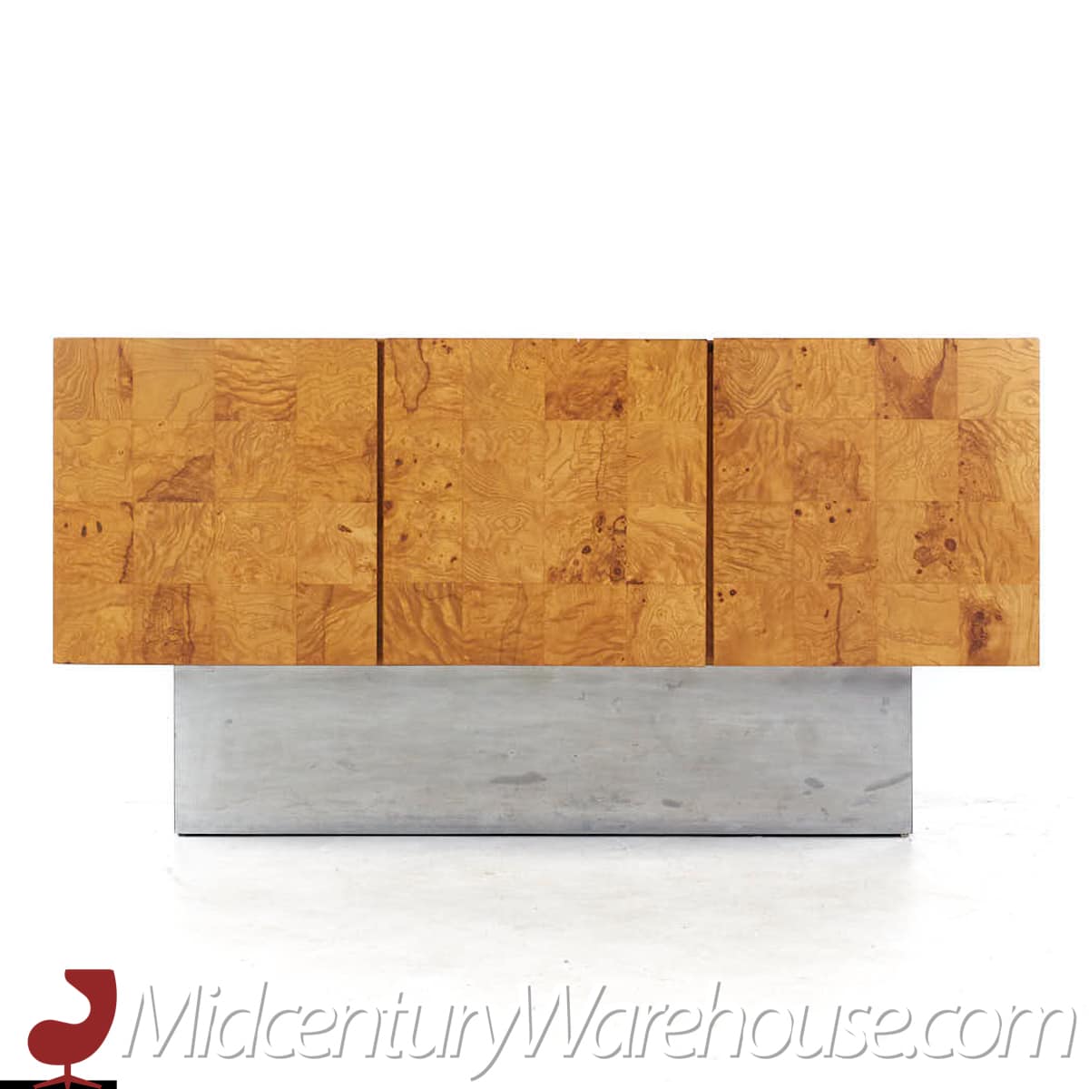 milo baughman for thayer coggin mid century burlwood and chrome console
