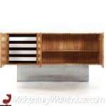 milo baughman for thayer coggin mid century burlwood and chrome console