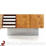 milo baughman for thayer coggin mid century burlwood and chrome console