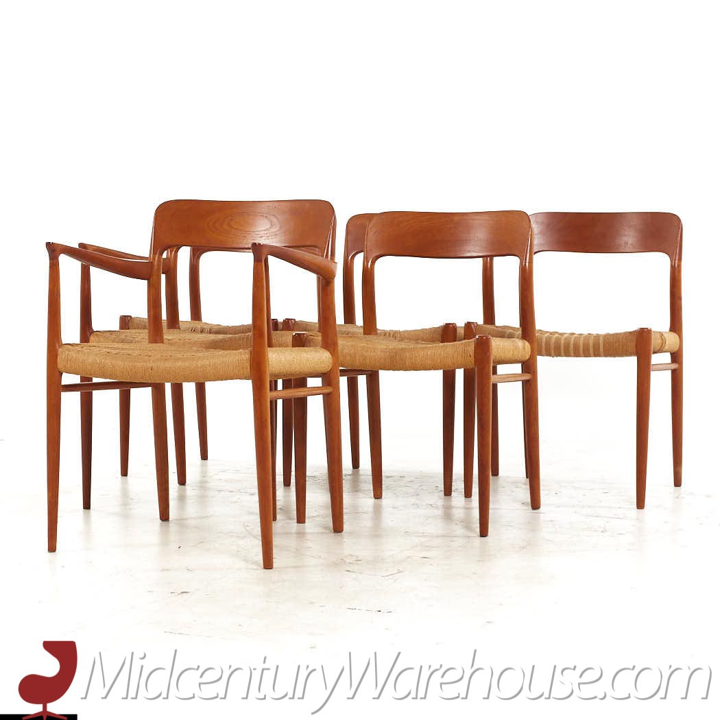 Niels Moller Mid Century Model 75 Danish Teak Dining Chairs - Set of 6