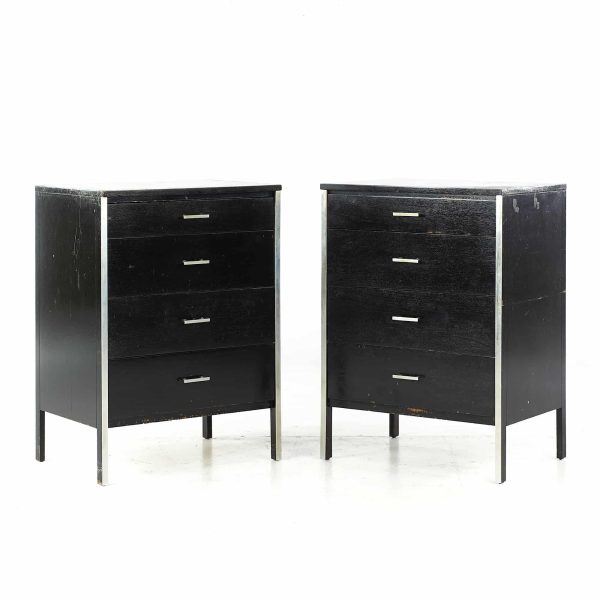 paul mccobb mid century 4 drawer chest nightstand - pair