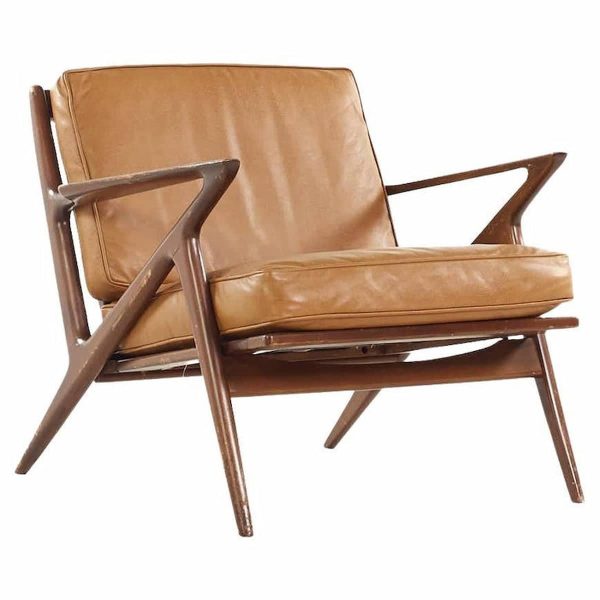 Poul Jensen for Selig Mid Century Danish Walnut Z Lounge Chair