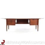 standard mid century walnut boomerang executive desk