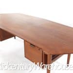 standard mid century walnut boomerang executive desk