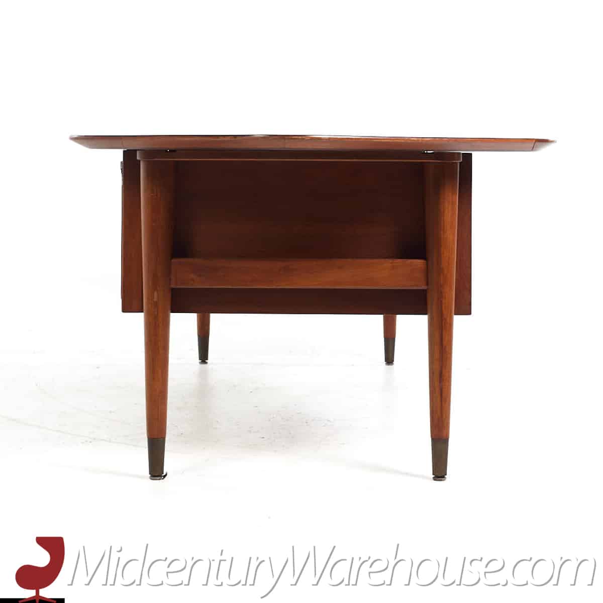 standard mid century walnut boomerang executive desk