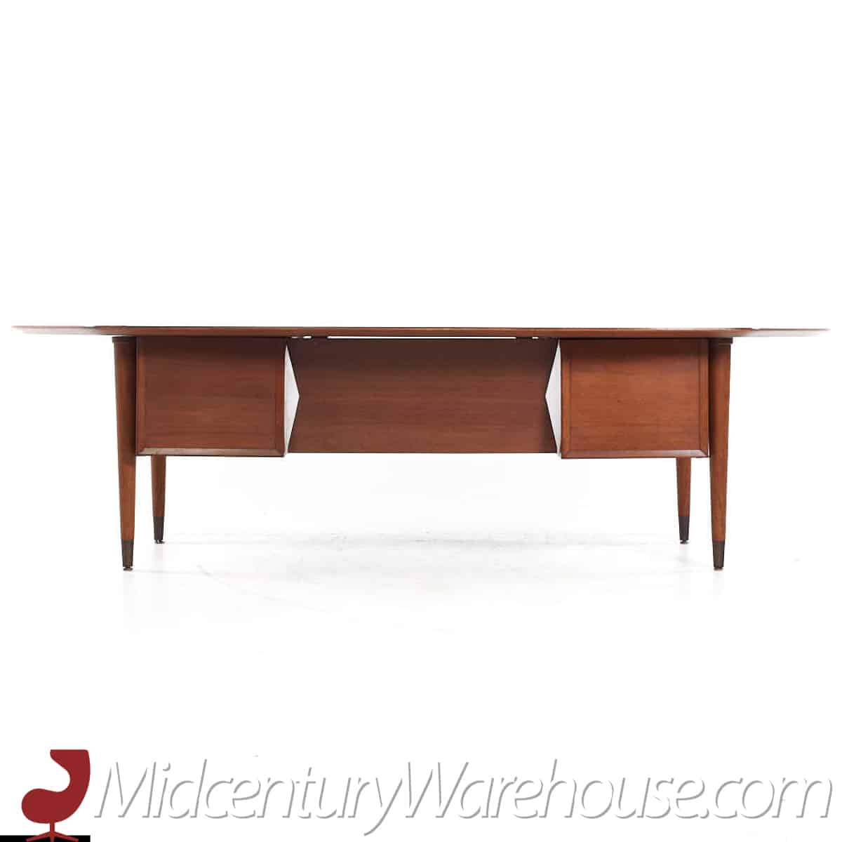standard mid century walnut boomerang executive desk