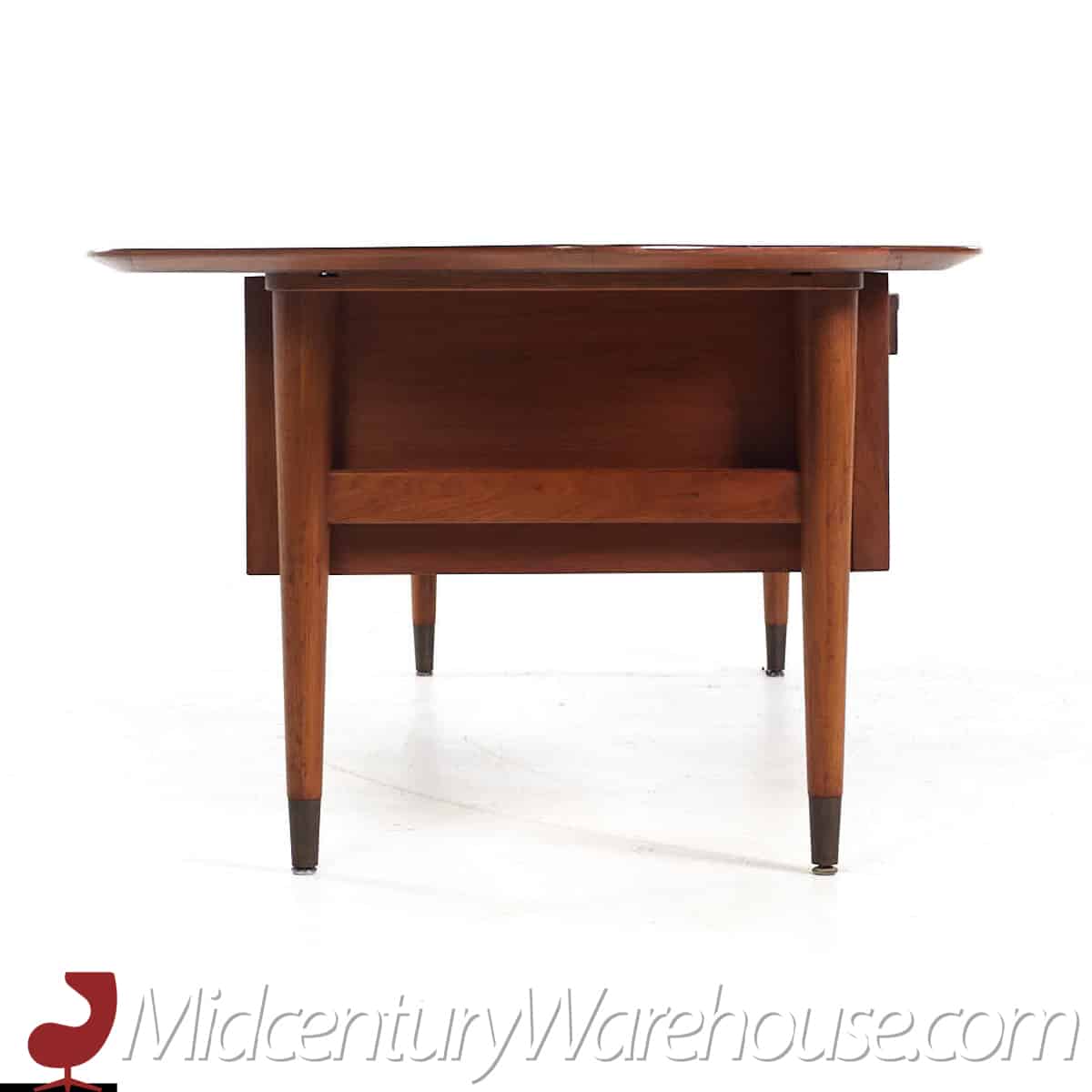 standard mid century walnut boomerang executive desk