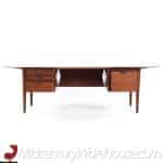 standard mid century walnut boomerang executive desk