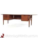 standard mid century walnut boomerang executive desk