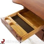 standard mid century walnut boomerang executive desk