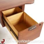 standard mid century walnut boomerang executive desk