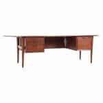 standard mid century walnut boomerang executive desk