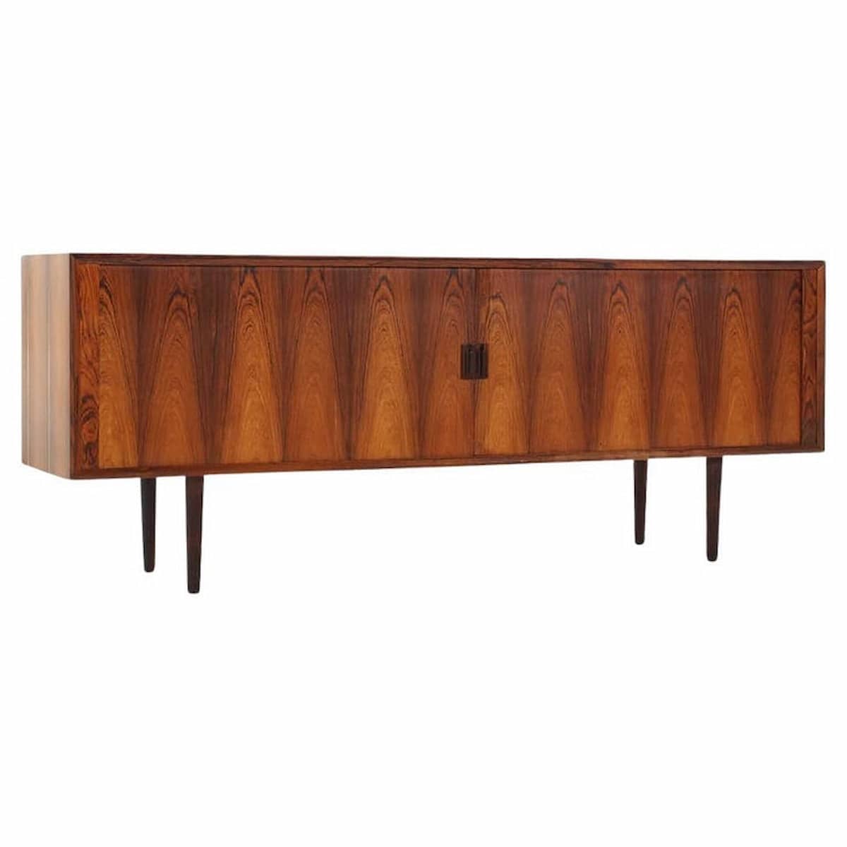 Svend Aage Larsen Mid Century Danish Rosewood Tambour Door Credenza