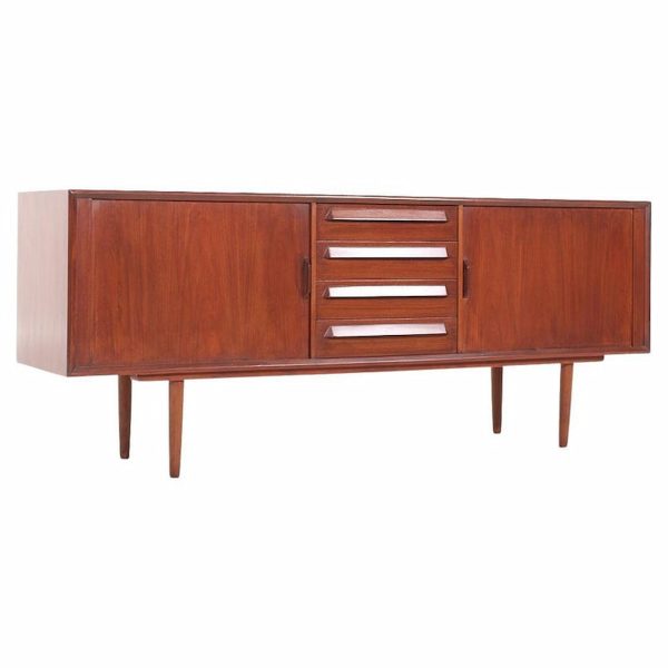 svend madsen style mid century danish teak tambour door credenza