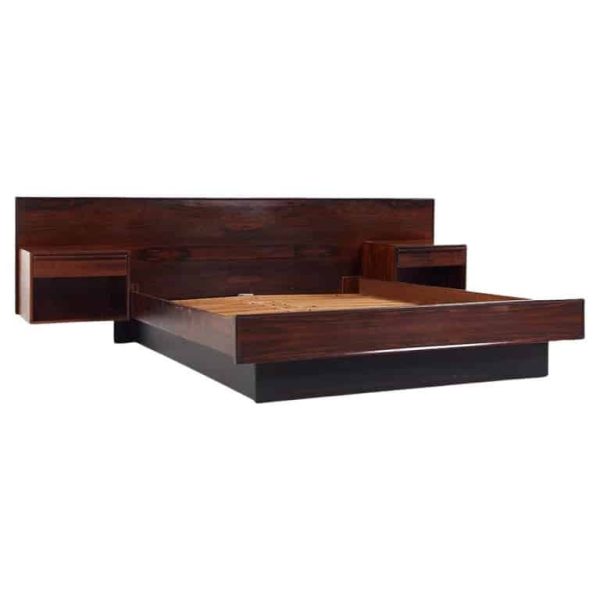 westnofa mid century danish rosewood queen platform bed with nightstands