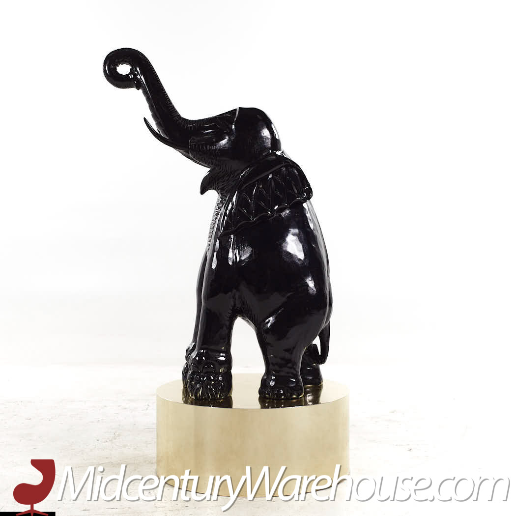 Mid Century Large Brass Base Elephant Sculptures - Pair