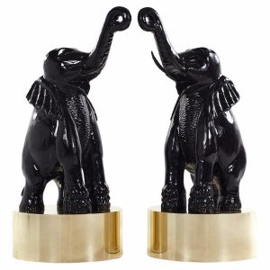 mid century large brass base elephant sculptures - pair