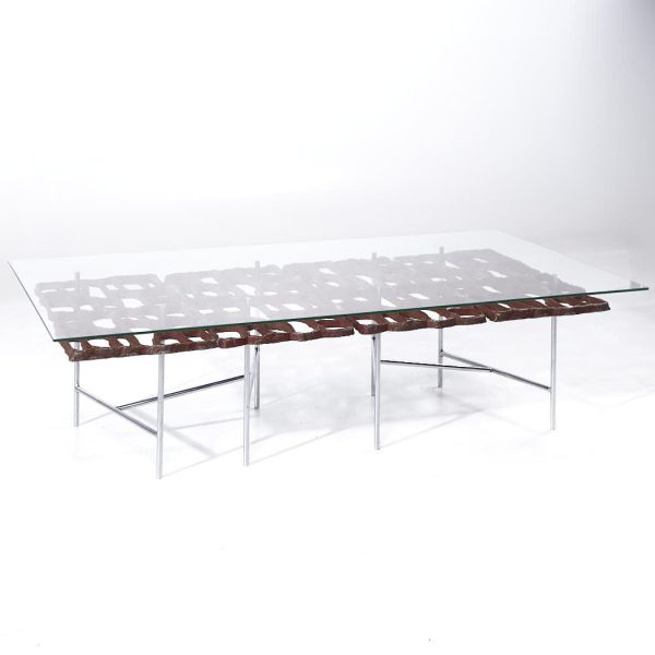 Donald Drumm Mid Century Glass Aluminum and Chrome Coffee Table