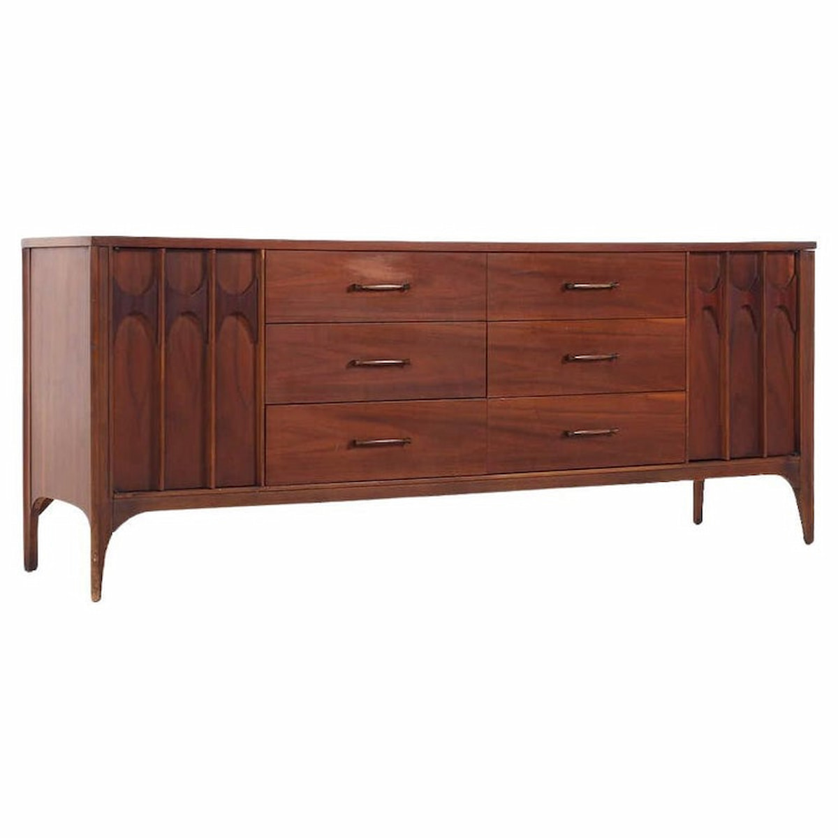 Kent Coffey Perspecta Mid Century Walnut and Rosewood 12-drawer Lowboy Dresser