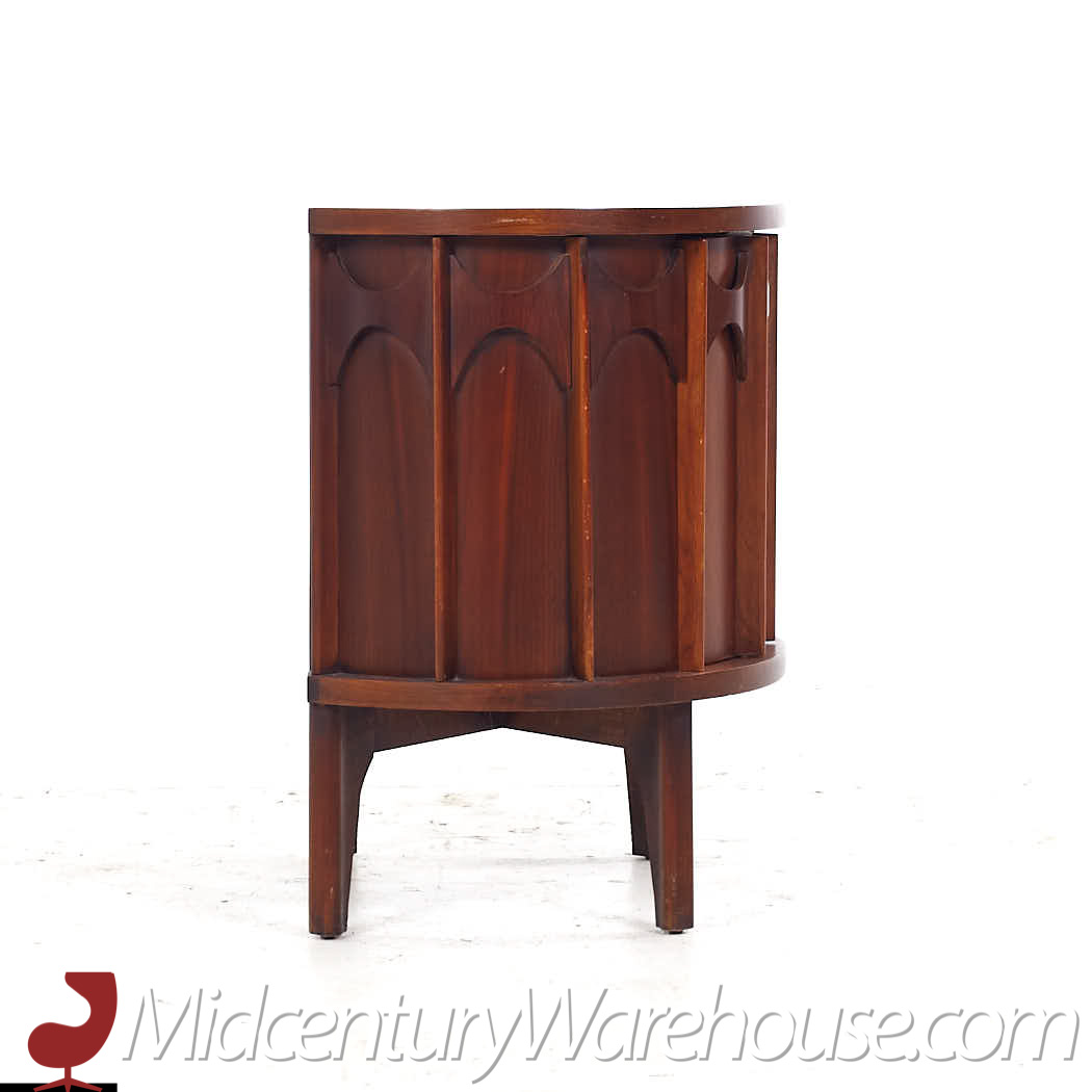 Kent Coffey Perspecta Mid Century Walnut and Rosewood Curved Nightstands - Pair