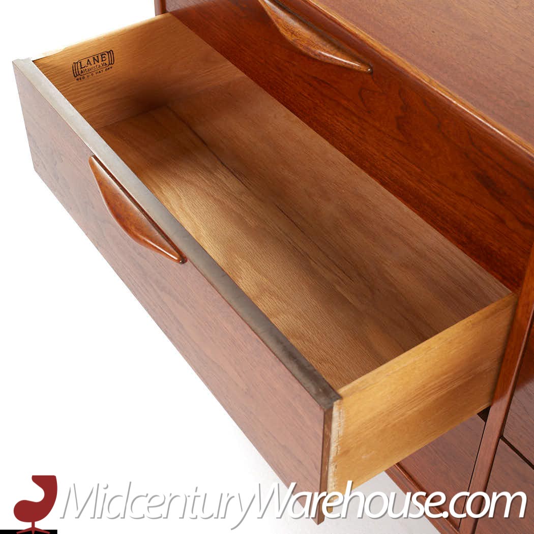 Lane Perception Mid Century Walnut 6 Drawer Dresser