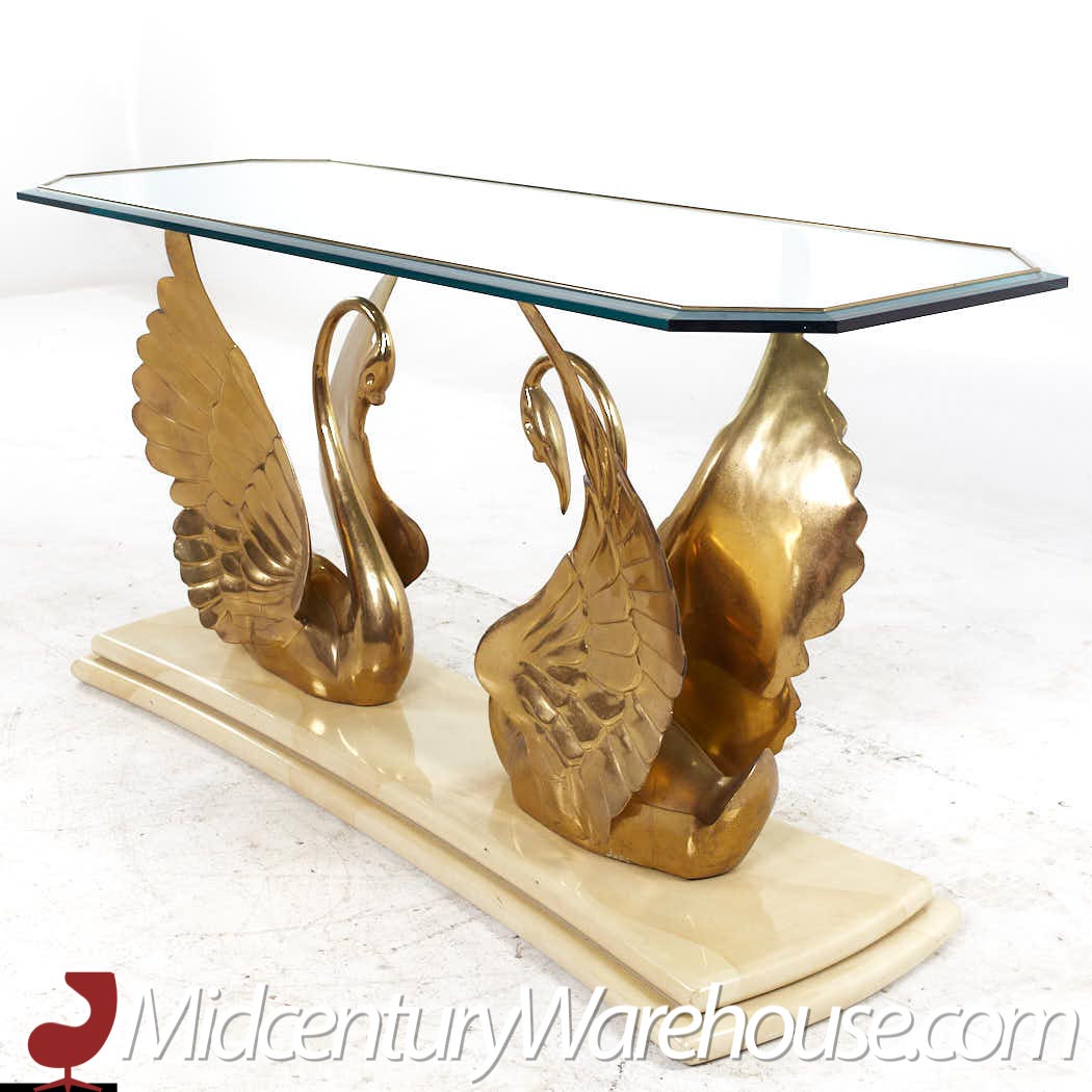 Mid Century Italian Brass Swan Console Table, Mid Century Modern Furniture