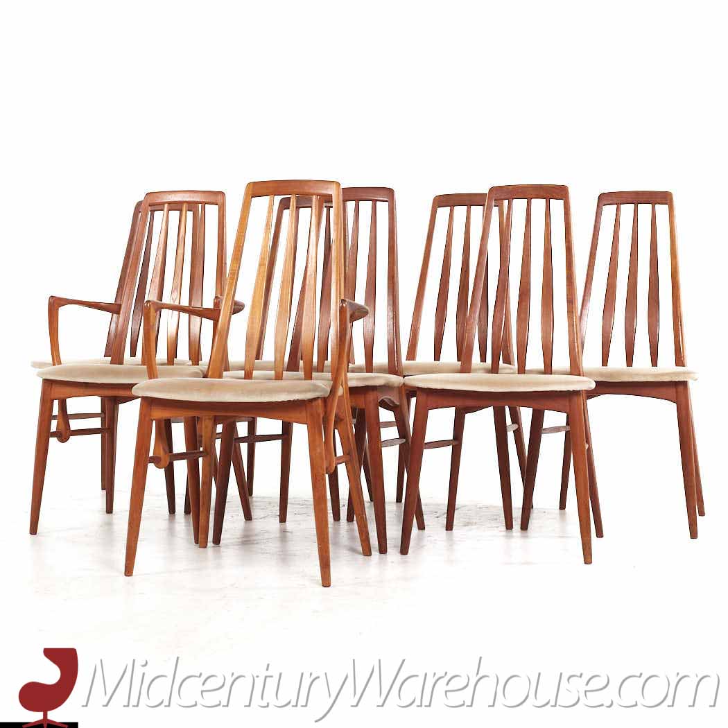 niels koefoeds hornslet eva mid century danish teak dining chairs - set of 8