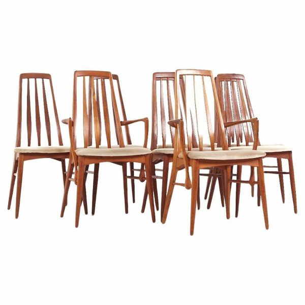 Niels Koefoeds Hornslet Eva Mid Century Danish Teak Dining Chairs - Set of 8