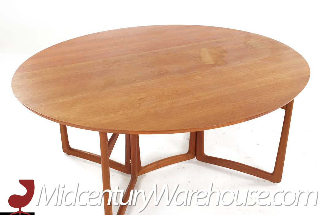 Peter Hvidt and Orla Molgaard Nielsen for France and Son Mid Century Teak Drop Leaf Dining Table