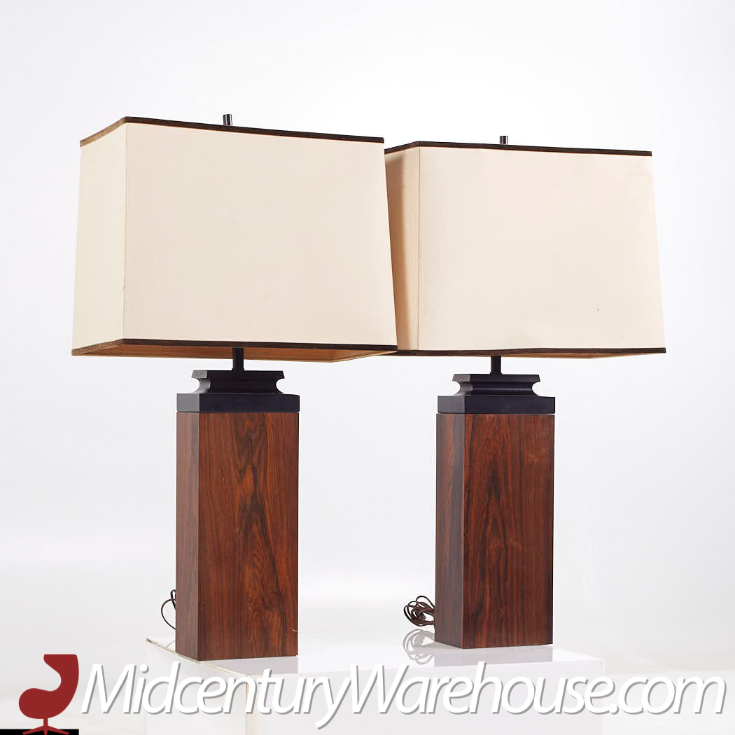 Mid Century Rosewood Table Lamps