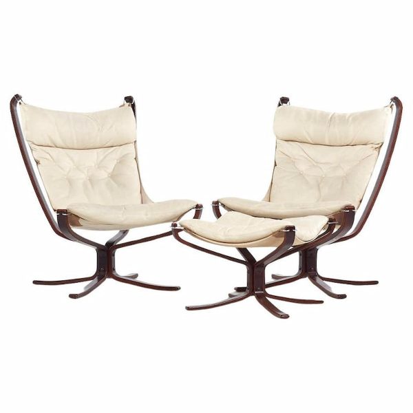 sigurd ressell for vatne mobler mid century falcon chair pair with ottoman