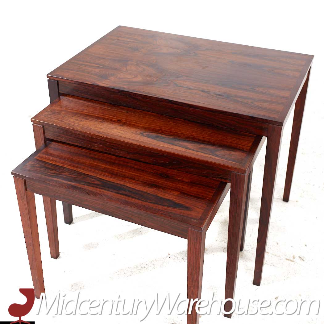 Bent Silberg Mid Century Rosewood Nesting Tables - Set of 3