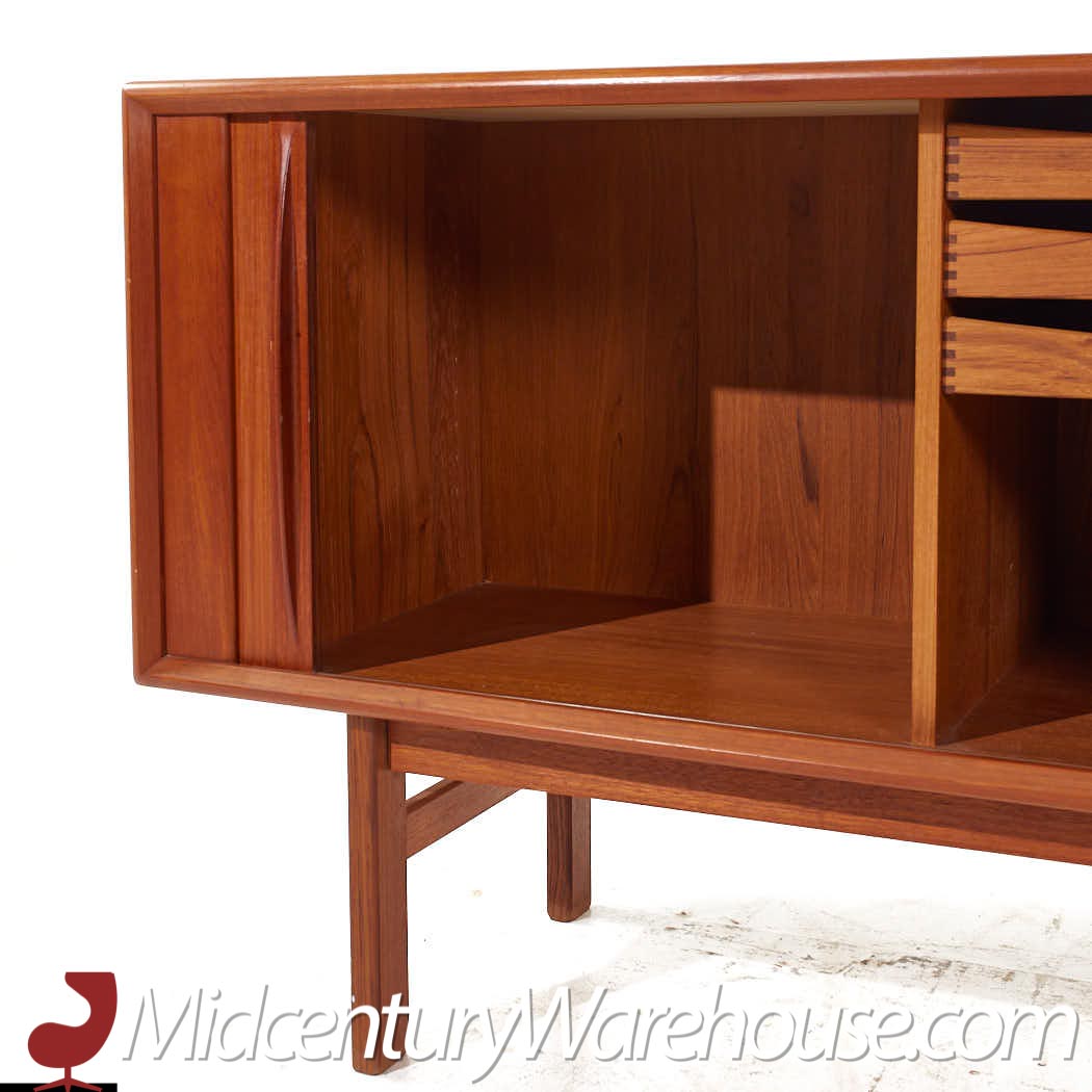 bernhardt pedersen style danish teak tambour door credenza and hutch